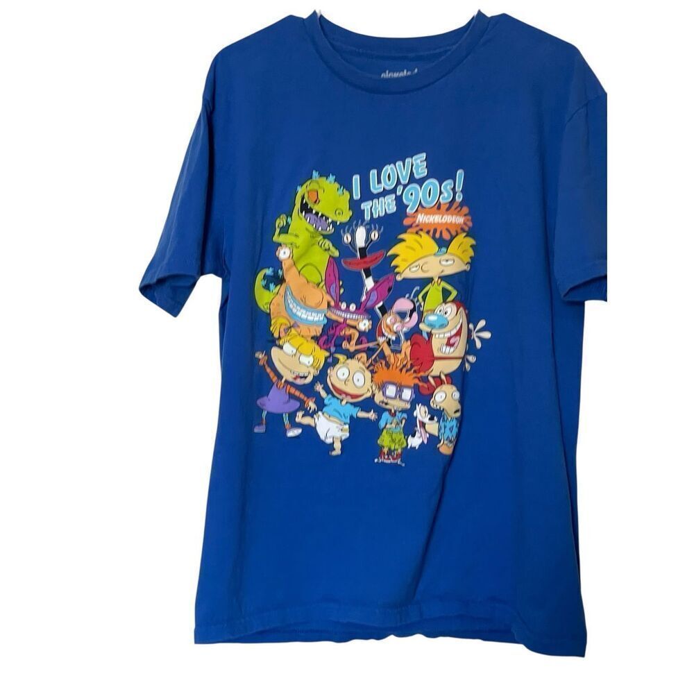 Nickelodeon Mens Blue I Love the 90s Graphic Short Sleeve T-Shirt Size Large